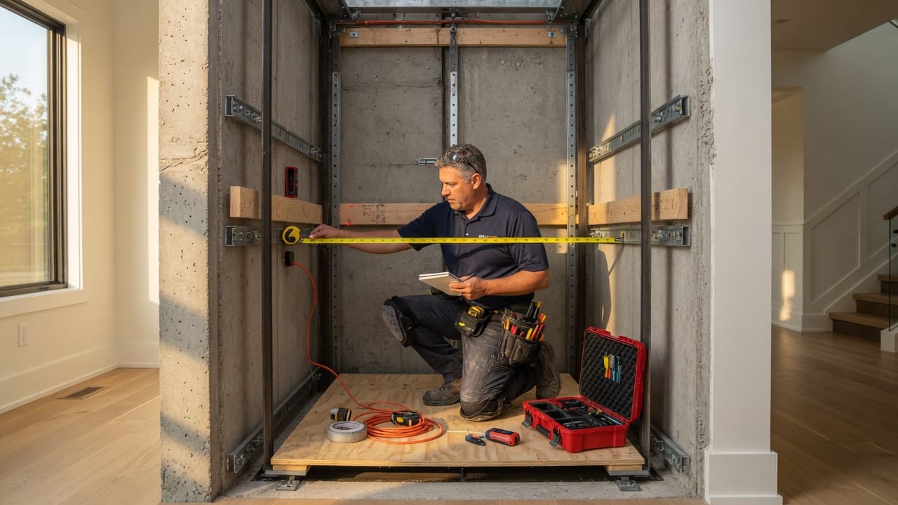 Installation technician on a Guided Elevator project